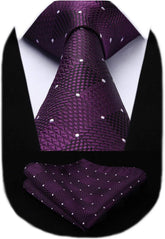 Plaid Checkered Tie Handkerchief Woven Classic Formal Men'S Necktie & Pocket Square Set